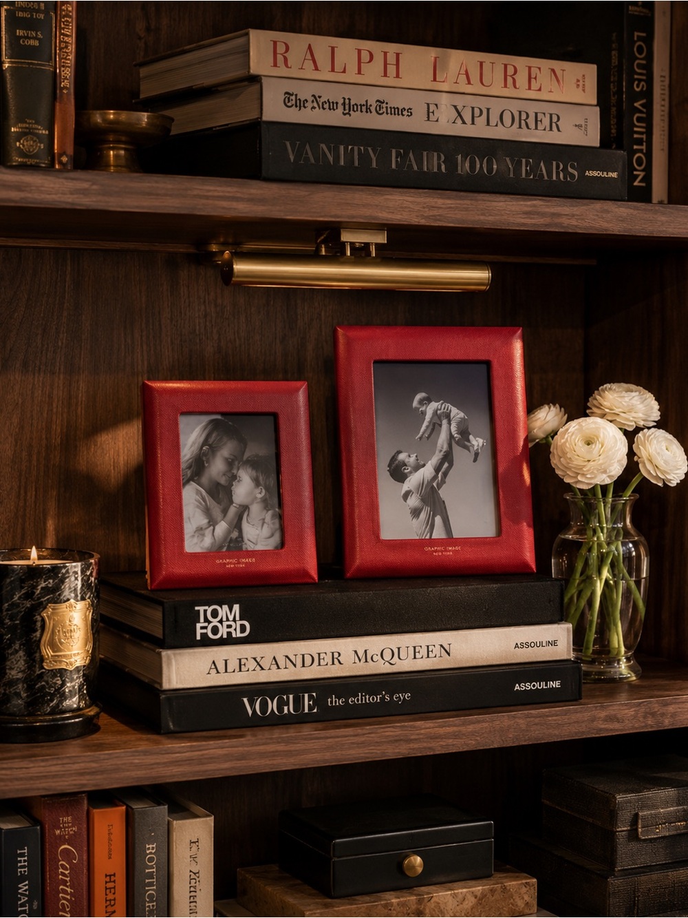 Graphic Image New York Leather Frame Set | Red | 4x6 + 5x7 | Luxury Home Decor
